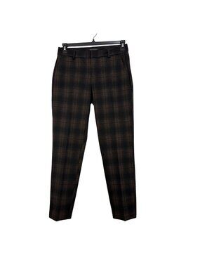 Liverpool Los Angeles Womens Plaid Trousers SZ 4/27 Black&Brown Slim Fit Stretch